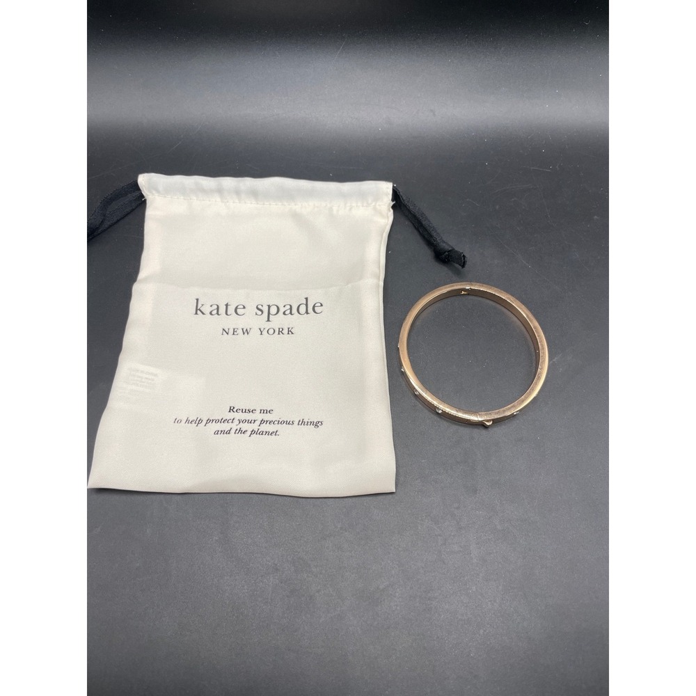 Kate Spade New York Rose Gold Tone Clear Stone Hinged Bangle Bracelet WBRUB745